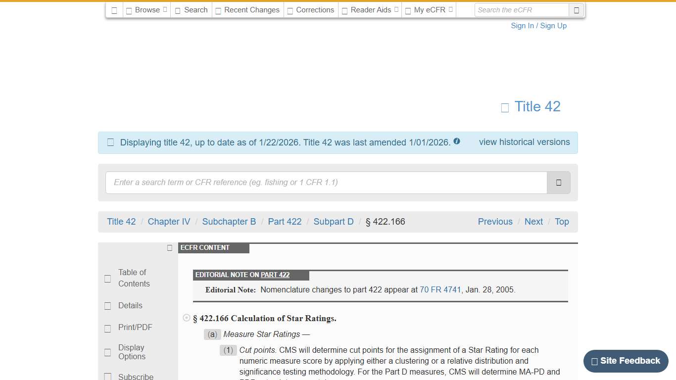 eCFR :: 42 CFR 422.166 -- Calculation of Star Ratings.