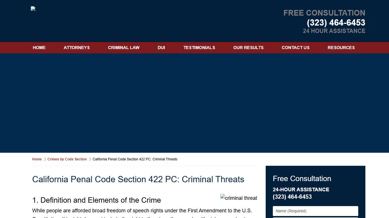 California Penal Code Section 422 PC: Criminal Threats